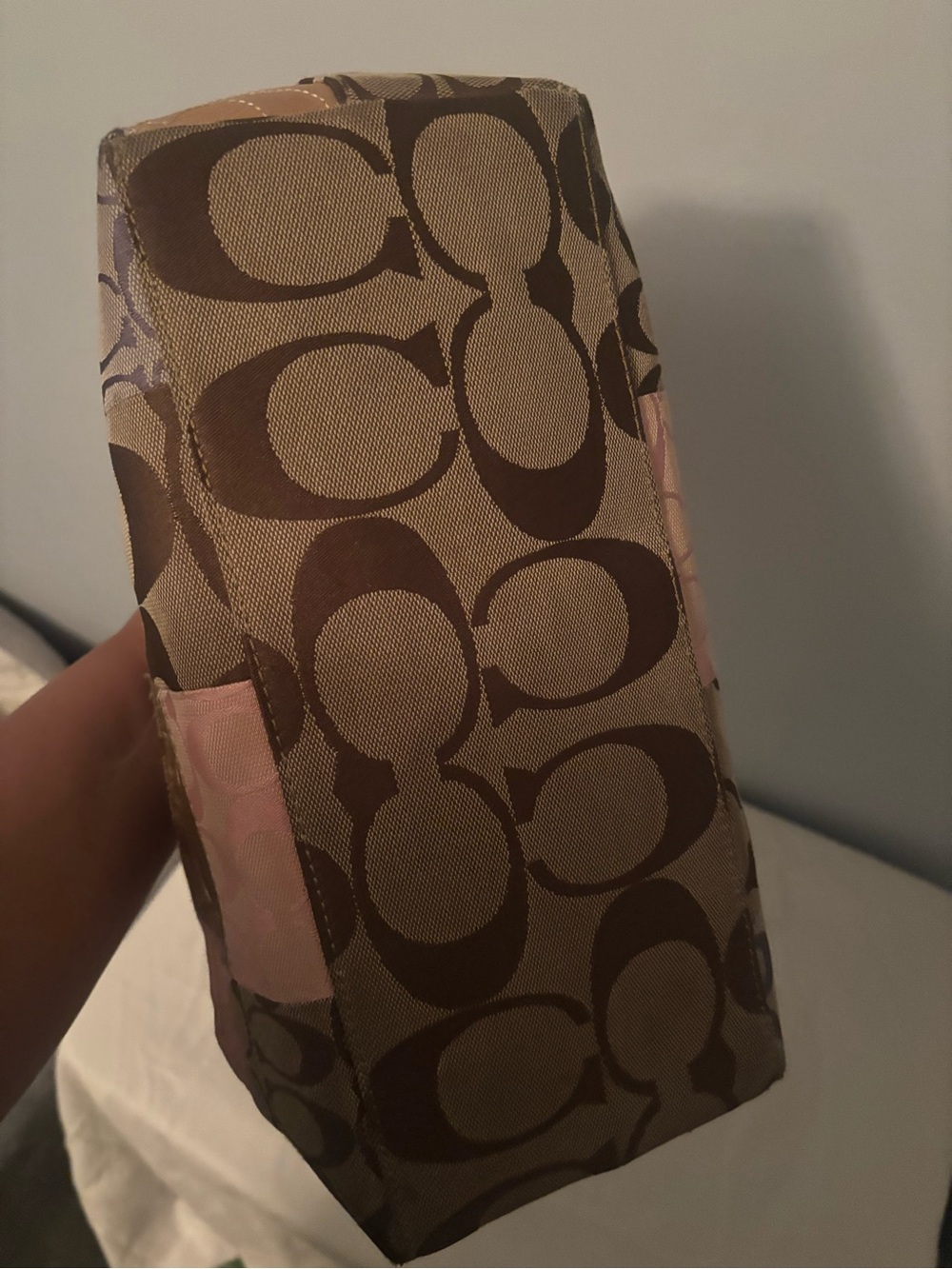 Coach Patchwork Signature Tote - Pink, Tan & Gold Accents - Picture 4 of 9